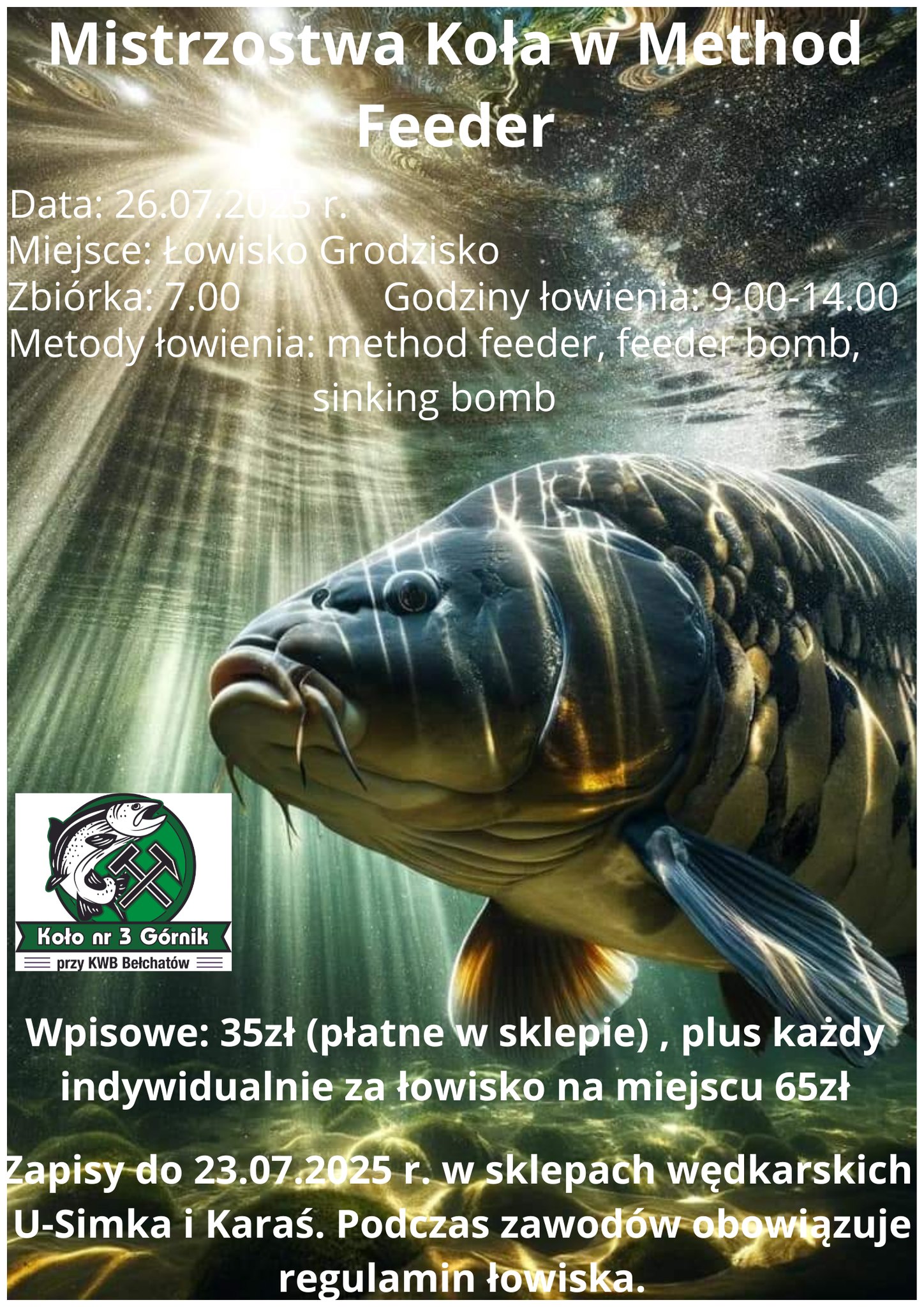 Zaproszenie na Mistrzostwa Koła nr 3 w method feeder